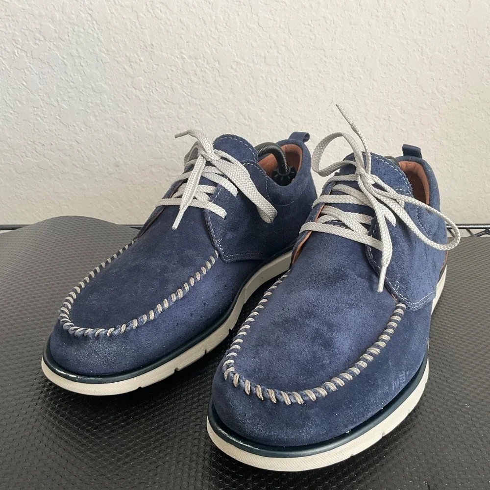 Clarks Artisan Mens Navy Suede Moc Toe Lace Up Shoes 10.5 261317317095